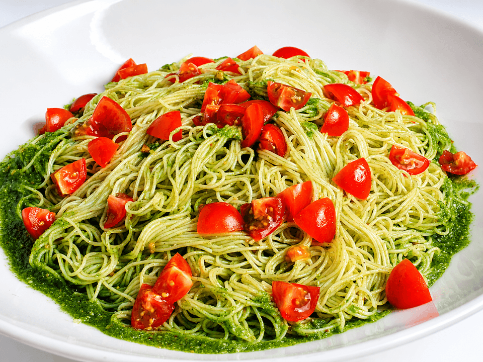 野草「ハコベ」の冷製ジェノベーゼパスタ